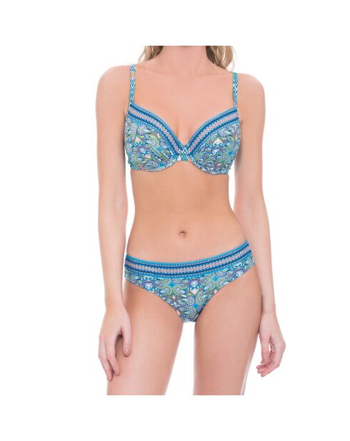 India blauw/veelkleurige zwemslip