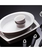 Grau/weiße ovale Auflaufform - 36 cm