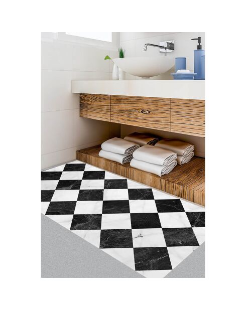 Tapis vinyle Gadir noir/blanc - 50x140 cm
