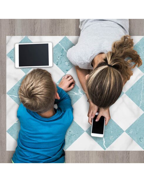 Tapis vinyle Gadir turquoise - 50x140 cm