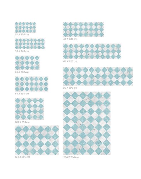 Tapis vinyle Gadir turquoise - 50x140 cm