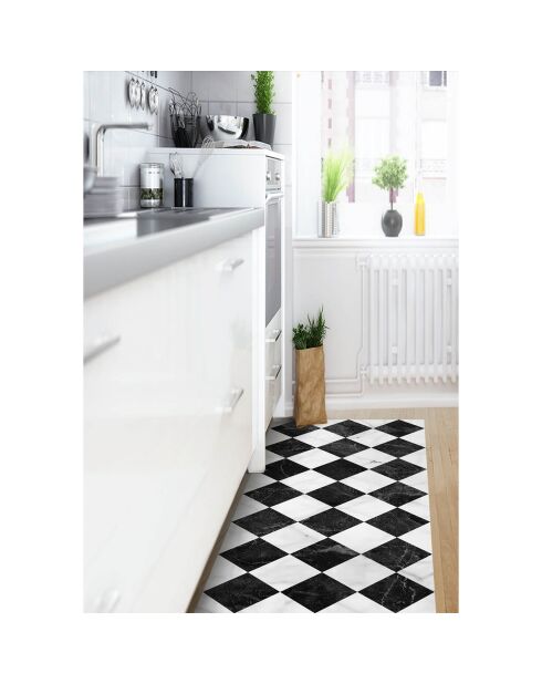 Tapis vinyle Gadir noir/blanc - 58x100 cm