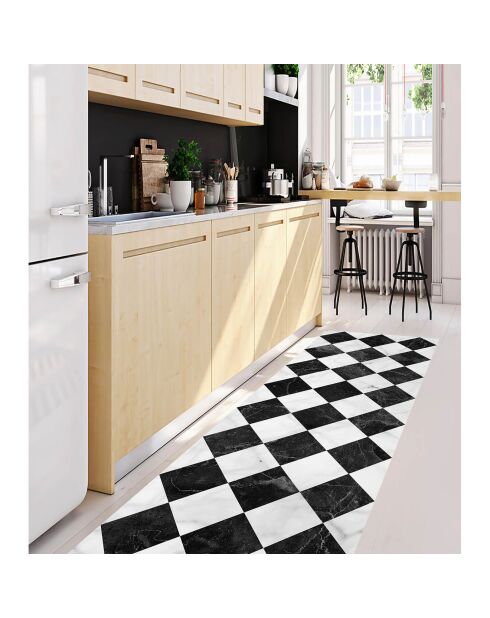 Tapis vinyle Gadir noir/blanc - 66x150 cm
