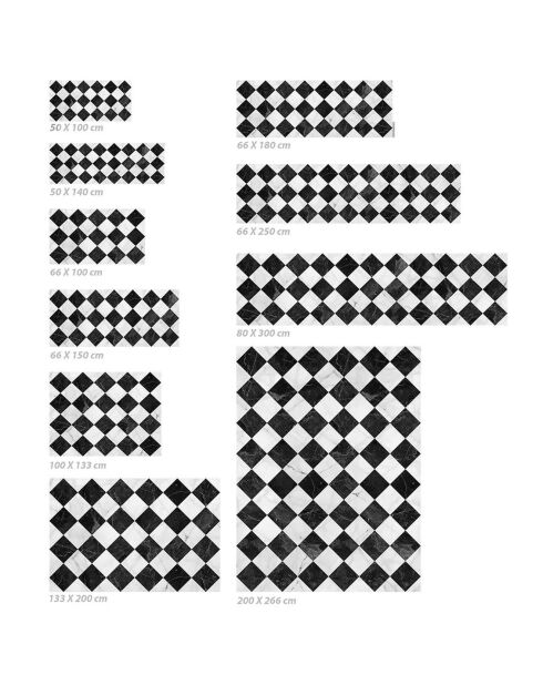 Tapis vinyle Gadir noir/blanc - 66x150 cm