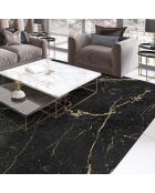 Tapis vinyle carré Marble noir/doré - 100x100 cm