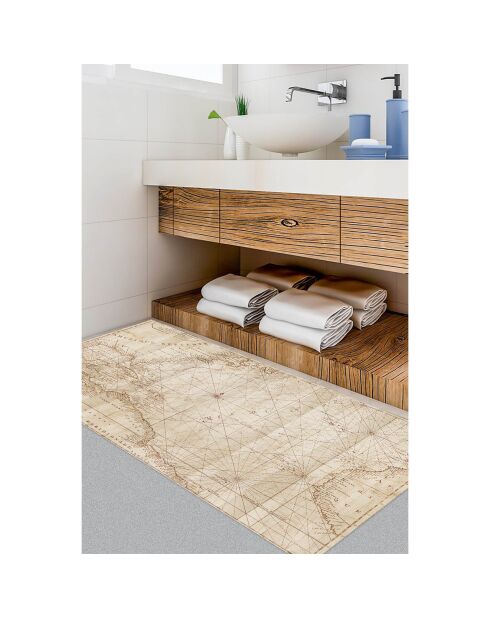Tapis vinyle Old map beige - 100x133 cm