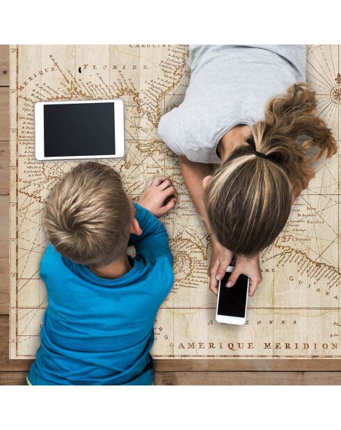 Tapis vinyle Old map beige - 100x133 cm