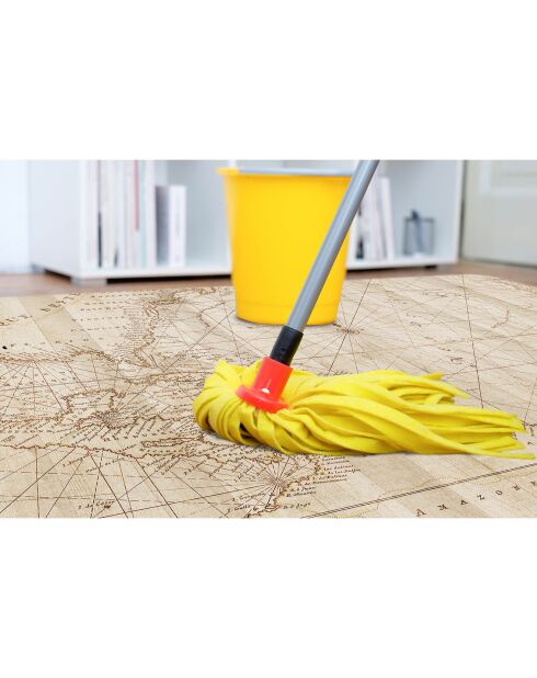 Tapis vinyle carré Old map beige - 120x120 cm