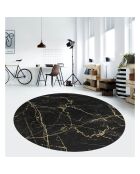 Tapis vinyle rond Marble noir/doré - D.120 cm