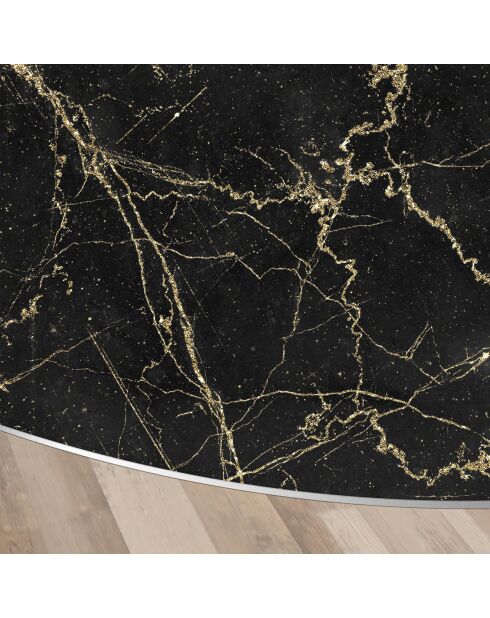 Tapis vinyle rond Marble noir/doré - D.120 cm