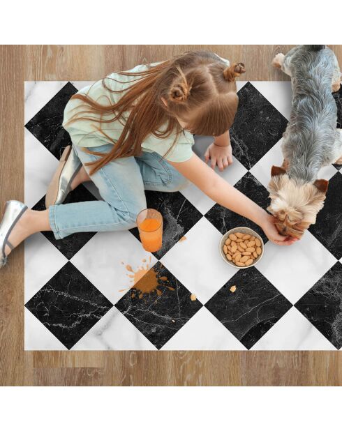 Tapis vinyle Gadir noir/blanc - 66x250 cm