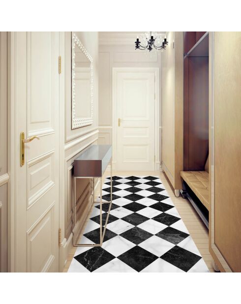 Tapis vinyle Gadir noir/blanc - 80x300 cm