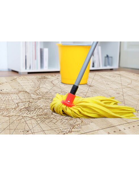 Tappeto in vinile quadrato beige con mappa vecchia - 150x150 cm