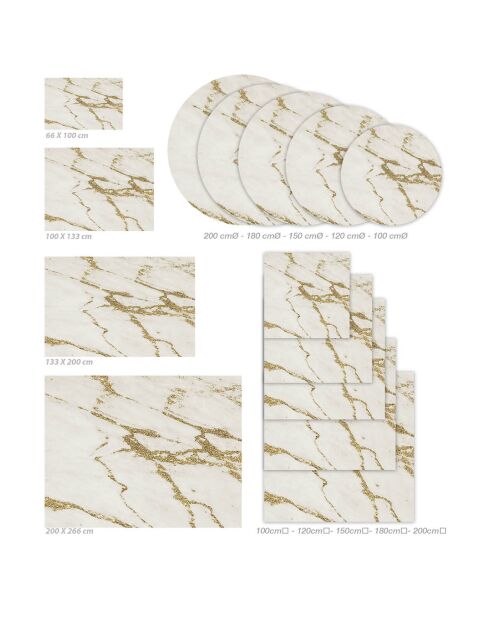 Tappeto vinilico rotondo in marmo marmorizzato e oro - D.150 cm