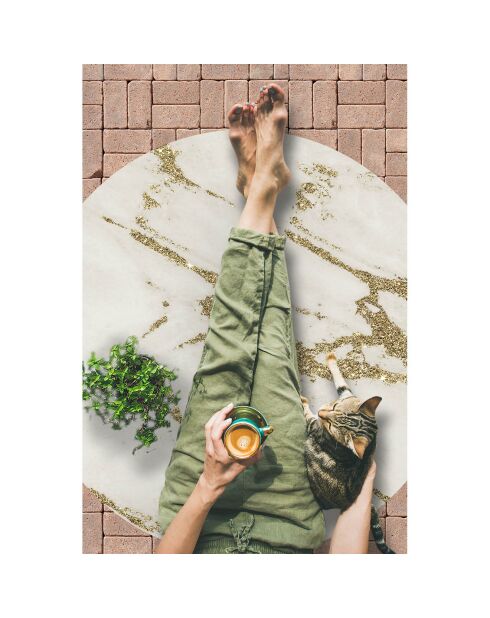 Tappeto vinilico rotondo in marmo marmorizzato e oro - D.150 cm