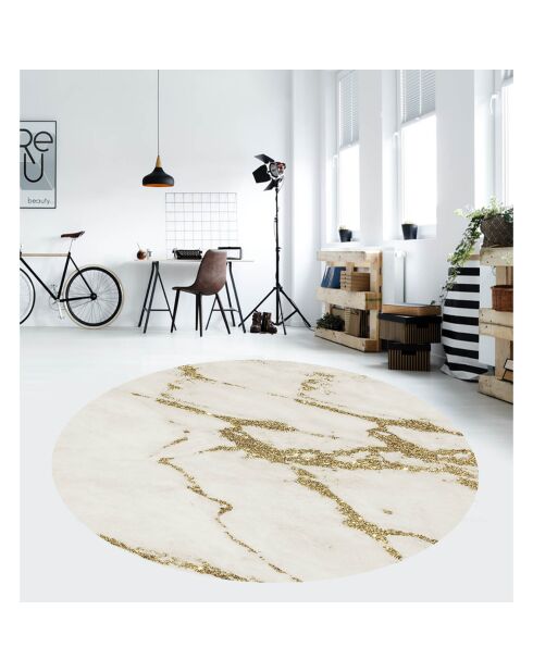 Tappeto vinilico rotondo in marmo marmorizzato e oro - D.150 cm
