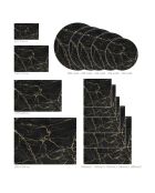 Tapis vinyle rond Marble noir/doré - D.150 cm