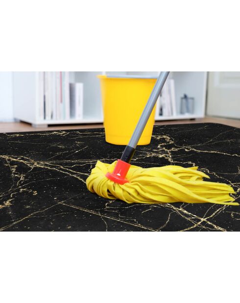 Rond vinyltapijt van marmer zwart/goud - D.150 cm