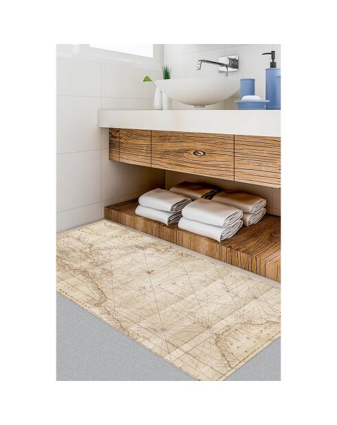 Tappeto vinilico beige Old Map - 133x200 cm