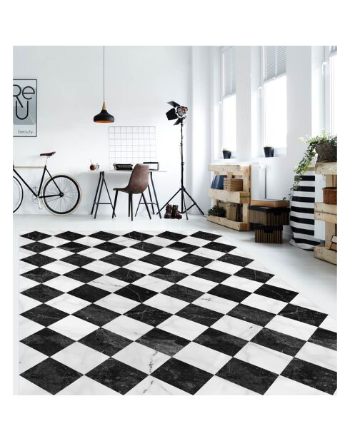 Tapis vinyle Gadir noir/blanc - 133x200 cm