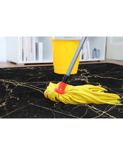 Tapis vinyle carré Marble noir/doré - 200x200 cm