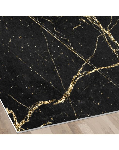 Tapis vinyle carré Marble noir/doré - 200x200 cm