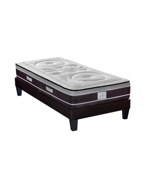 Ensemble matelas Divin + sommier en bois gris/blanc - 90x190 cm