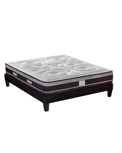 Ensemble matelas Divin + sommier en bois gris/blanc - 140x200 cm