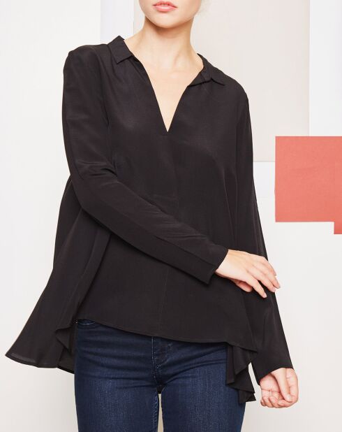 Blusa de seda negra 100% sedosa