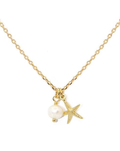Collier Lylo Etoile de Mer en laiton doré & Perle
