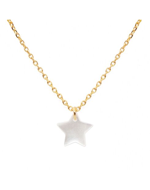 Collier Charm Etoile en laiton doré & Nacre