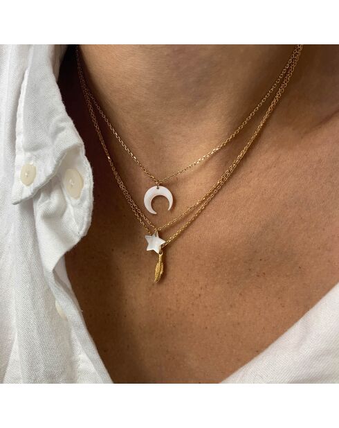 Collier Charm Etoile en laiton doré & Nacre