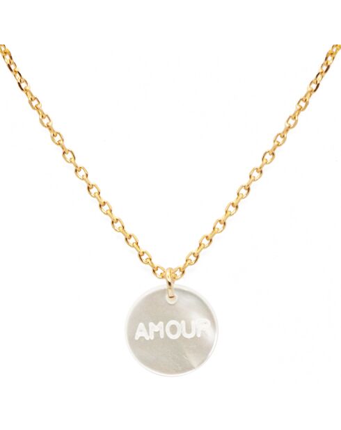 Collier Charm Amour en laiton doré & Nacre