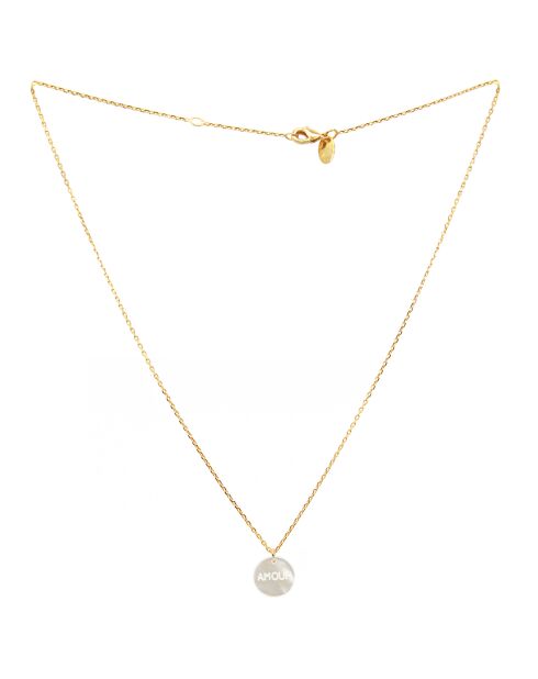 Collier Charm Amour en laiton doré & Nacre
