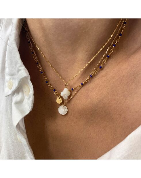 Collier Charm Amour en laiton doré & Nacre