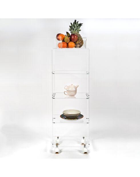 Etagère à roulettes transparent - 39.5x30x117.5 cm