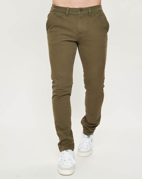 Pantalon chino slim Flex kaki foncé