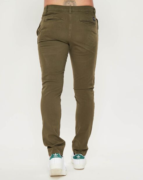 Pantalon chino slim Flex kaki foncé