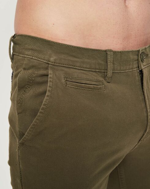 Pantalon chino slim Flex kaki foncé