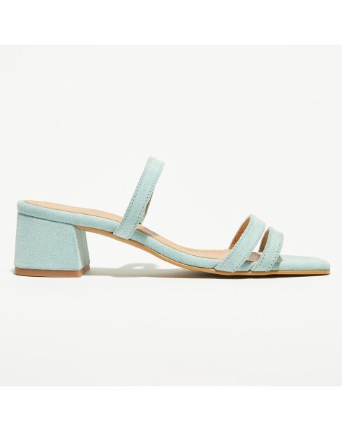 Mules en Velours de Cuir Lara bleues