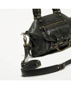 Sac à main en Cuir d'Agneau & Python Mini Odelia noir - 29x22x3 cm