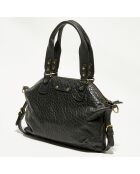 Sac à main en Cuir d'Agneau & Python Mini Odelia noir - 29x22x3 cm