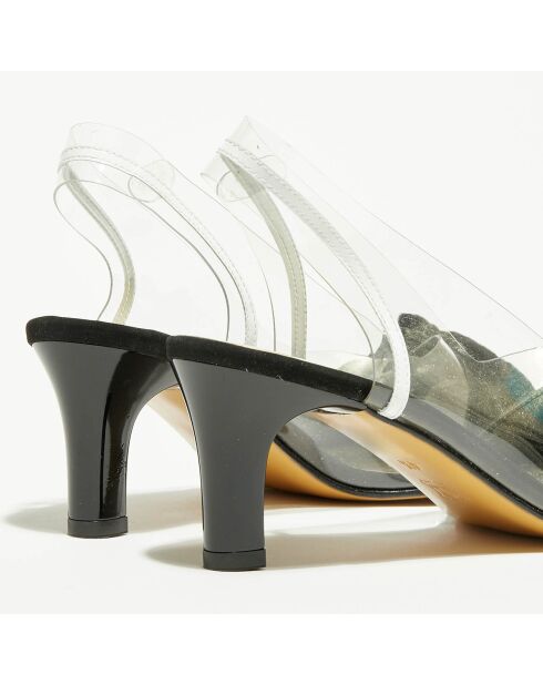 Cinturones negros y blancos de piel Ligue y piel aterciopelada, tacón de 7 cm