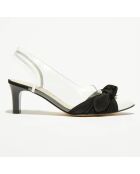 Slingbacks en Cuir & Velours de Cuir Ligue noir/blanc - Talon 7 cm