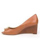 Compensées en Cuir Claire marron - Talon 6.5 cm