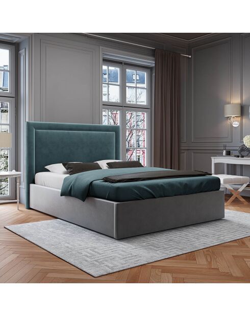 Tête de Lit en Velours Primevère pétrole - 200x120 cm