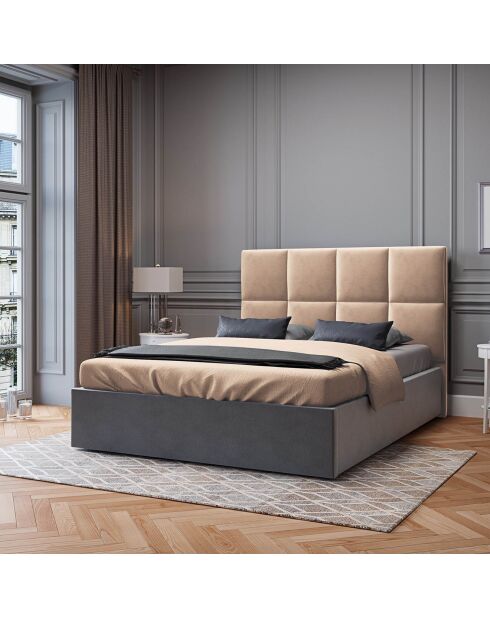 Tête de Lit en Velours Begonia beige - 140x120 cm