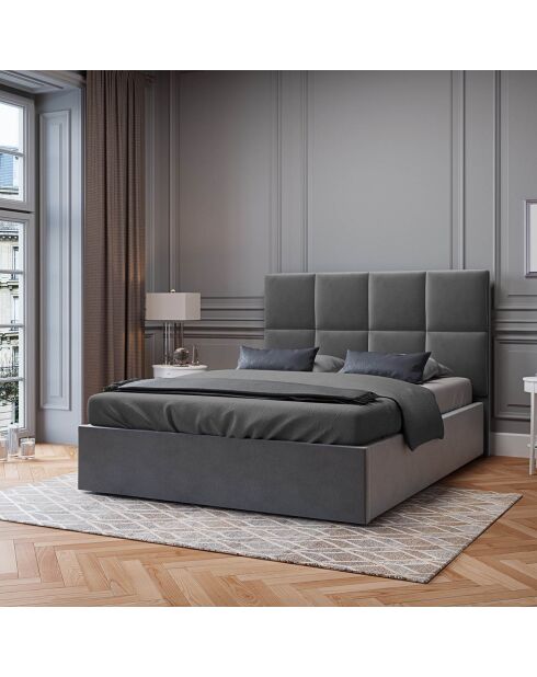 Tête de Lit en Velours Begonia gris foncé - 140x120 cm