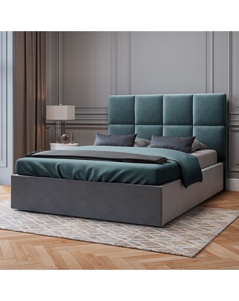 Tête de Lit en Velours Begonia pétrole - 140x120 cm