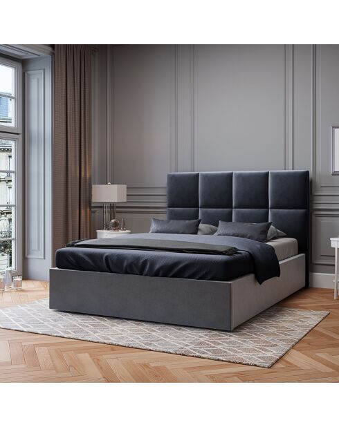 Tête de Lit en Velours Begonia bleu foncé - 140x120 cm